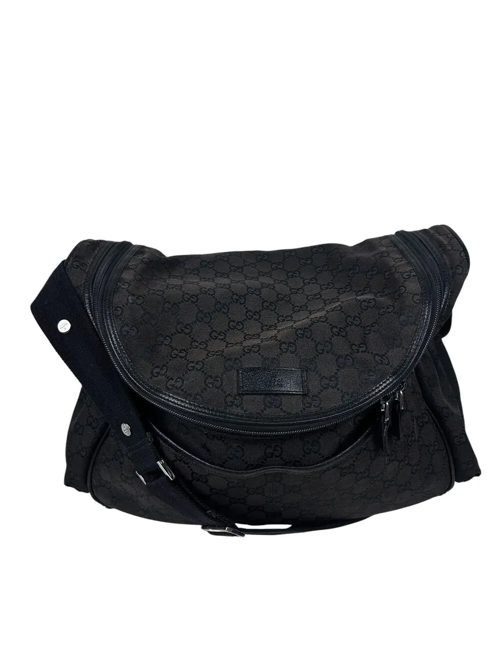 Gucci Brown Black GG Monogram Crossbody Diaper Bag